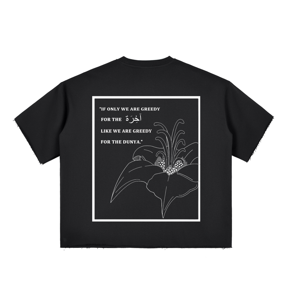 Boxy Half-Sleeve Raw-Edge T-Shirt