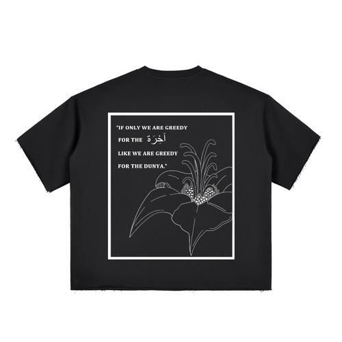 Boxy Half-Sleeve Raw-Edge T-Shirt