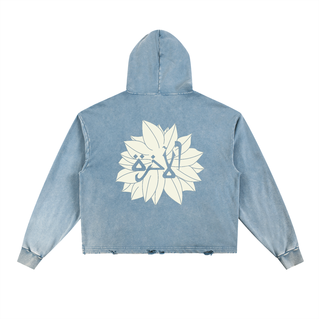Vintage Washed Frayed-Hem Hoodie